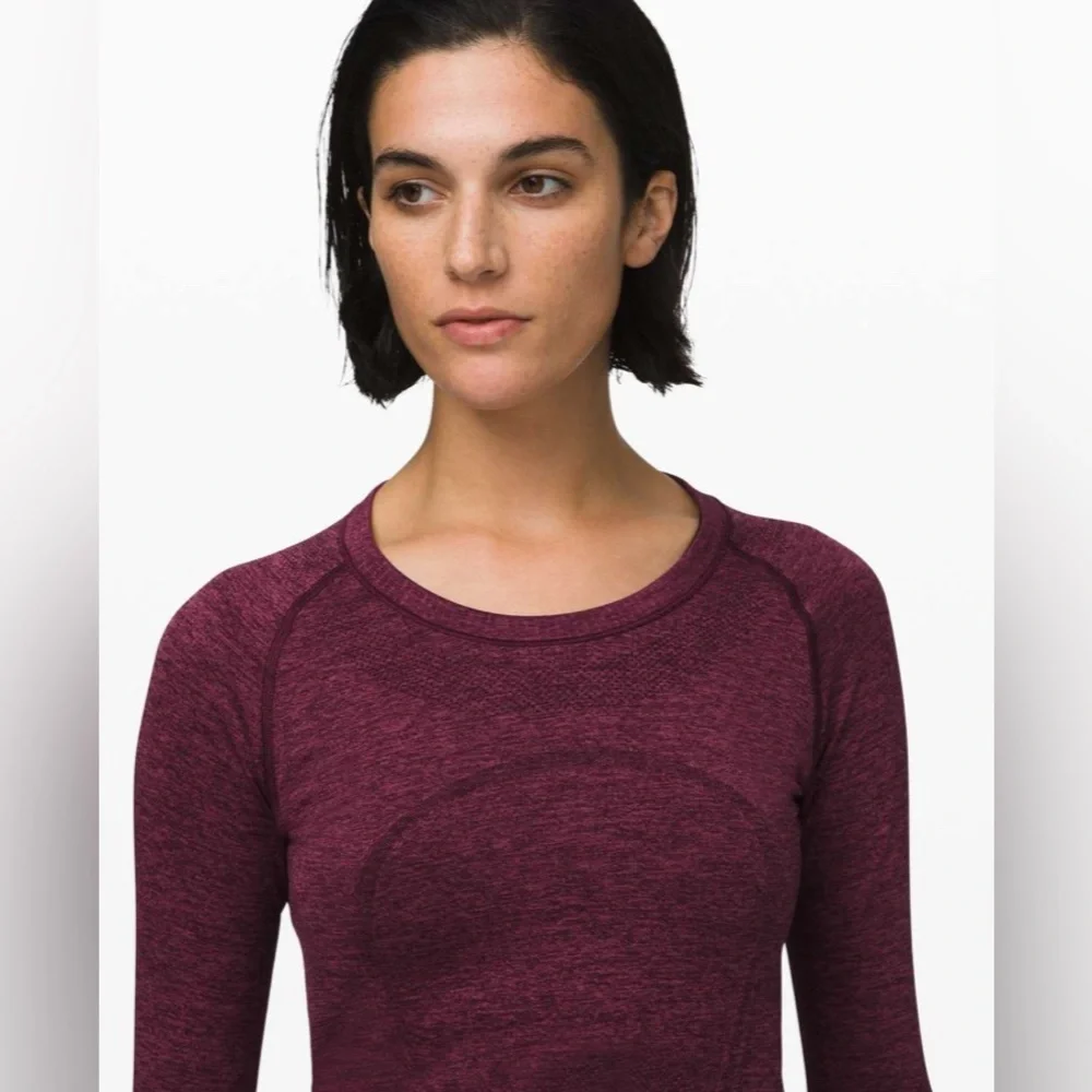 Lululemon Swiftly Tech Long Sleeve Merlot Crew Running Gym Workout Top Shirt